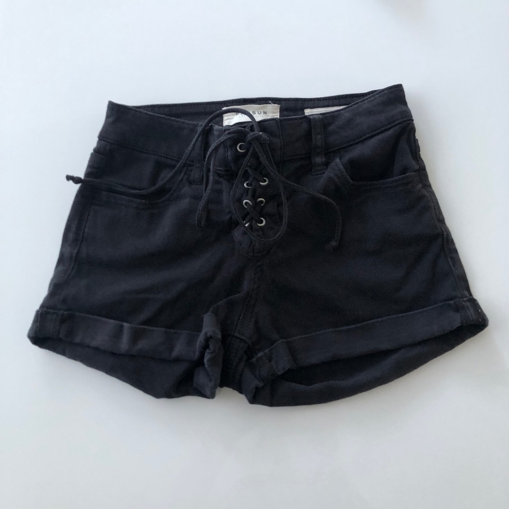 PacSun black super stretch shortie denim shorts. Size 23